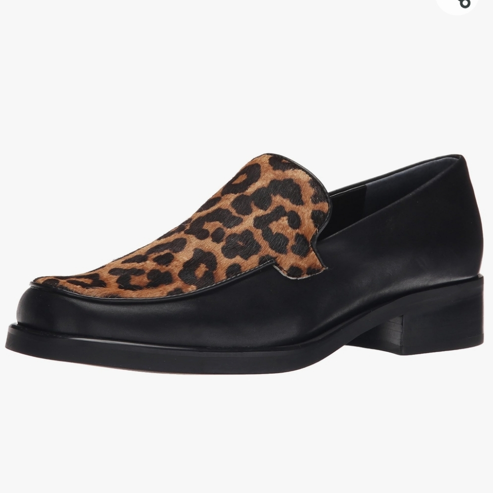 Franco Sarto Bocca 2 Leopard Print Calf Hair Leather Slip On Loafer